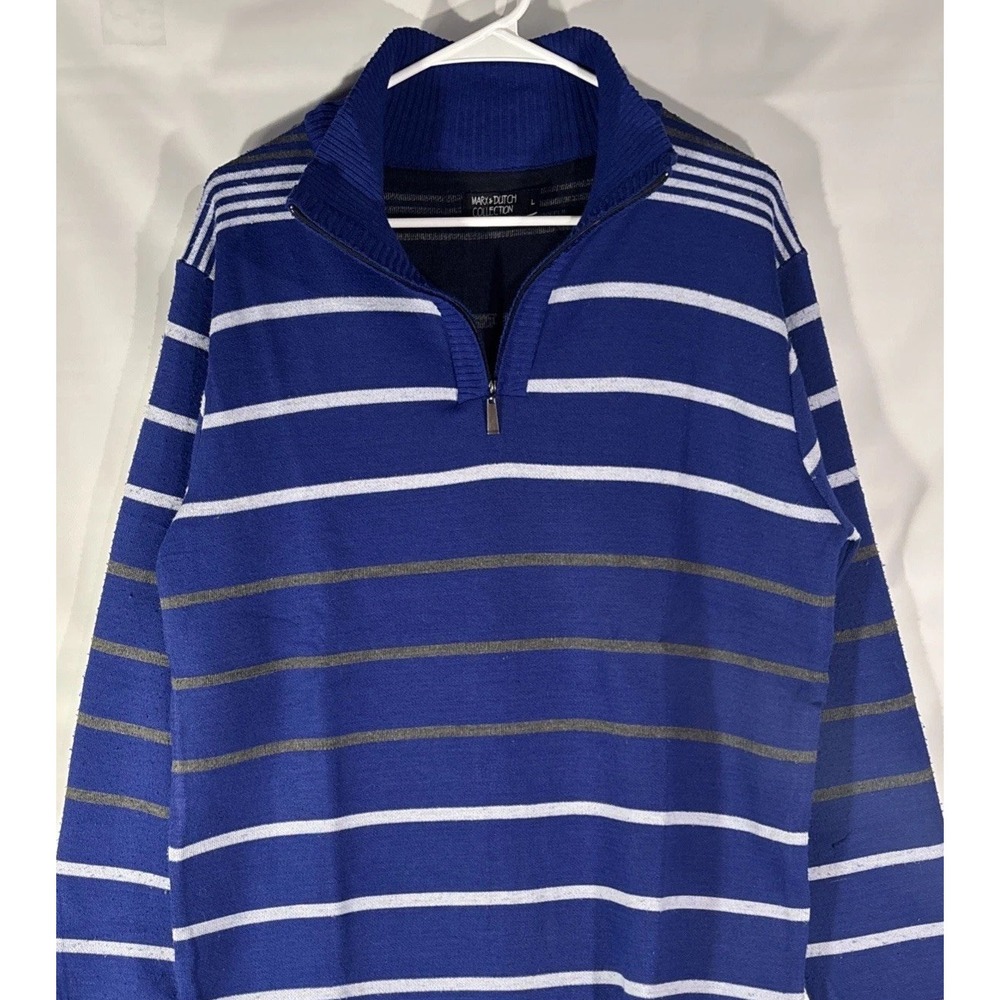 Marx & Dutch Long Sleeve Men's L MULTI-COLOR 1/4 ZIP STRIPED SWEATER Pullover